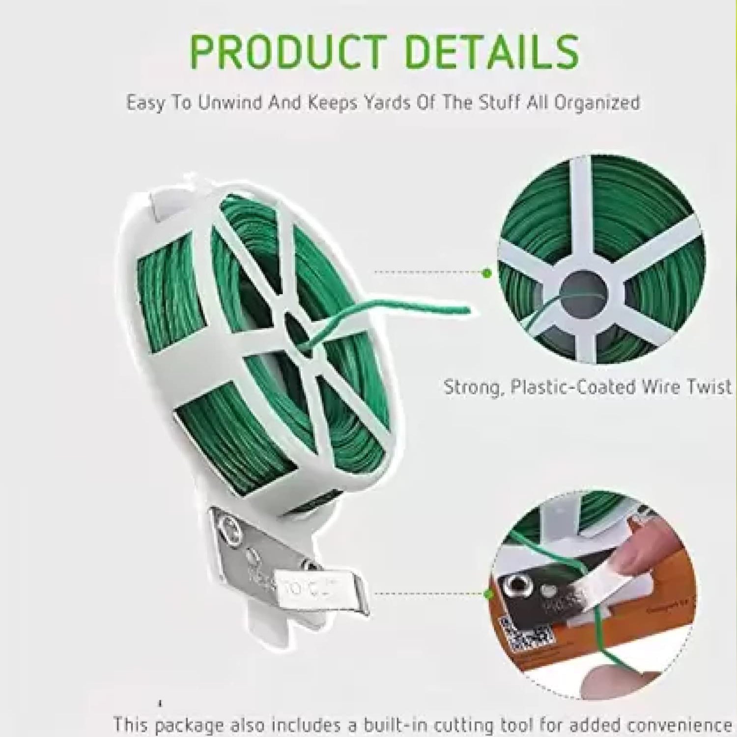 Garden Wire, Sturdy Plant Ties for Support, Garden Ties with Cutter for Tomatoes Vines, Plant Wire Tie Wire for Indoor, Outdoor, Home and Office Use (50 Mtr) - Bhavnagar Deodap