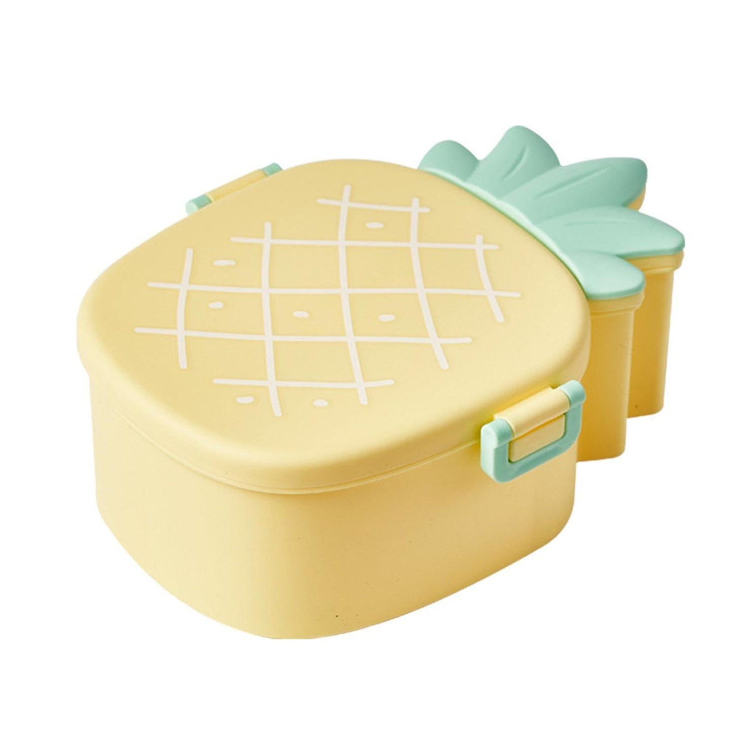 Kids Lunch Box Cute Pineapple Shaped Bento Box with Fork Spoon Snack Candy Container Microwave Portable Office Lunch Box (1 Pc / With Spoon & Fork) - Bhavnagar Deodap