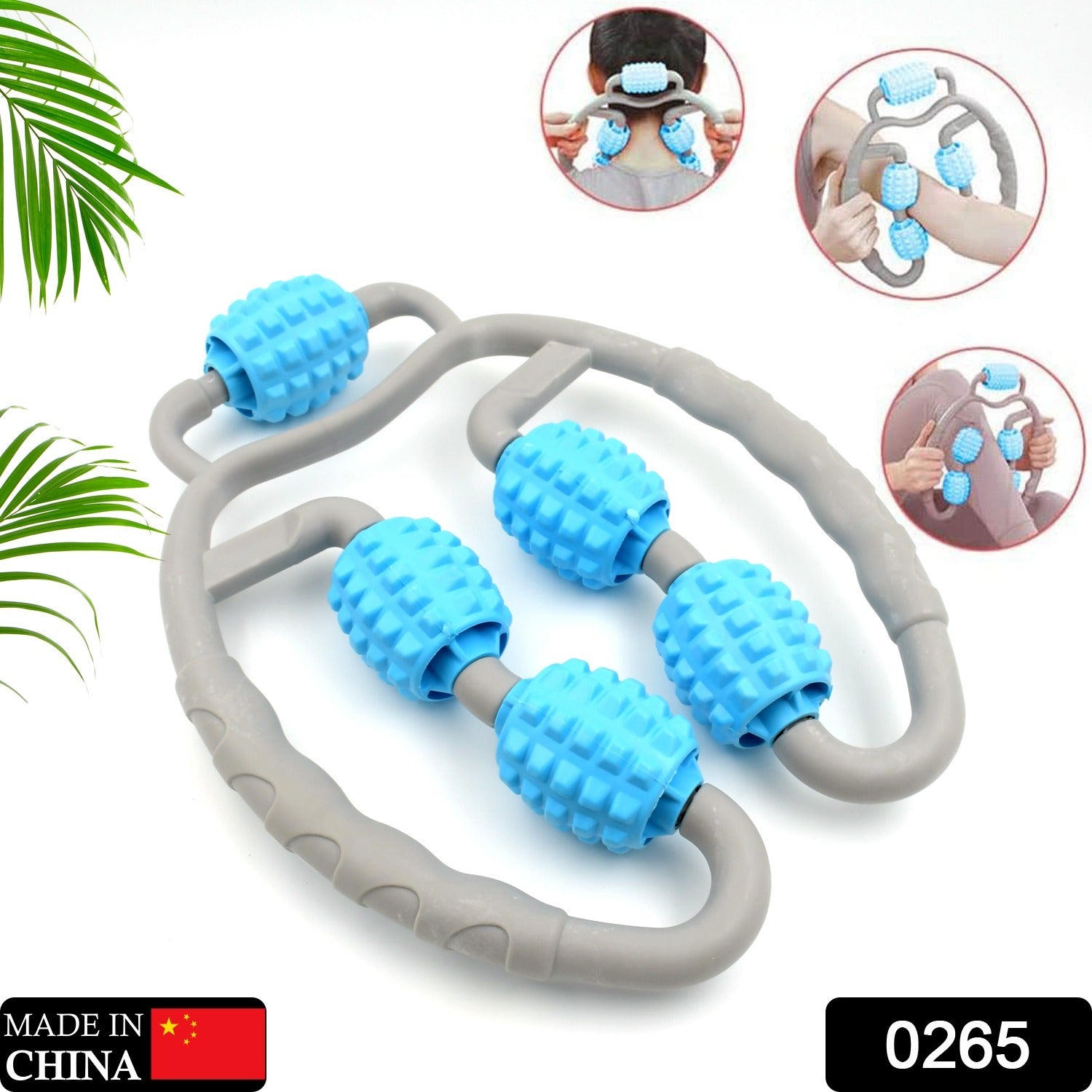 Muscle Massage Roller, 5 Wheels Relieve Soreness Leg Muscle Roller Fitness Roller Muscle Relaxer Massage Roller Ring Clip All Round Massaging Uniform Force Elastic PP Drop Shaped for Home Use (1 Pc) - Bhavnagar Deodap