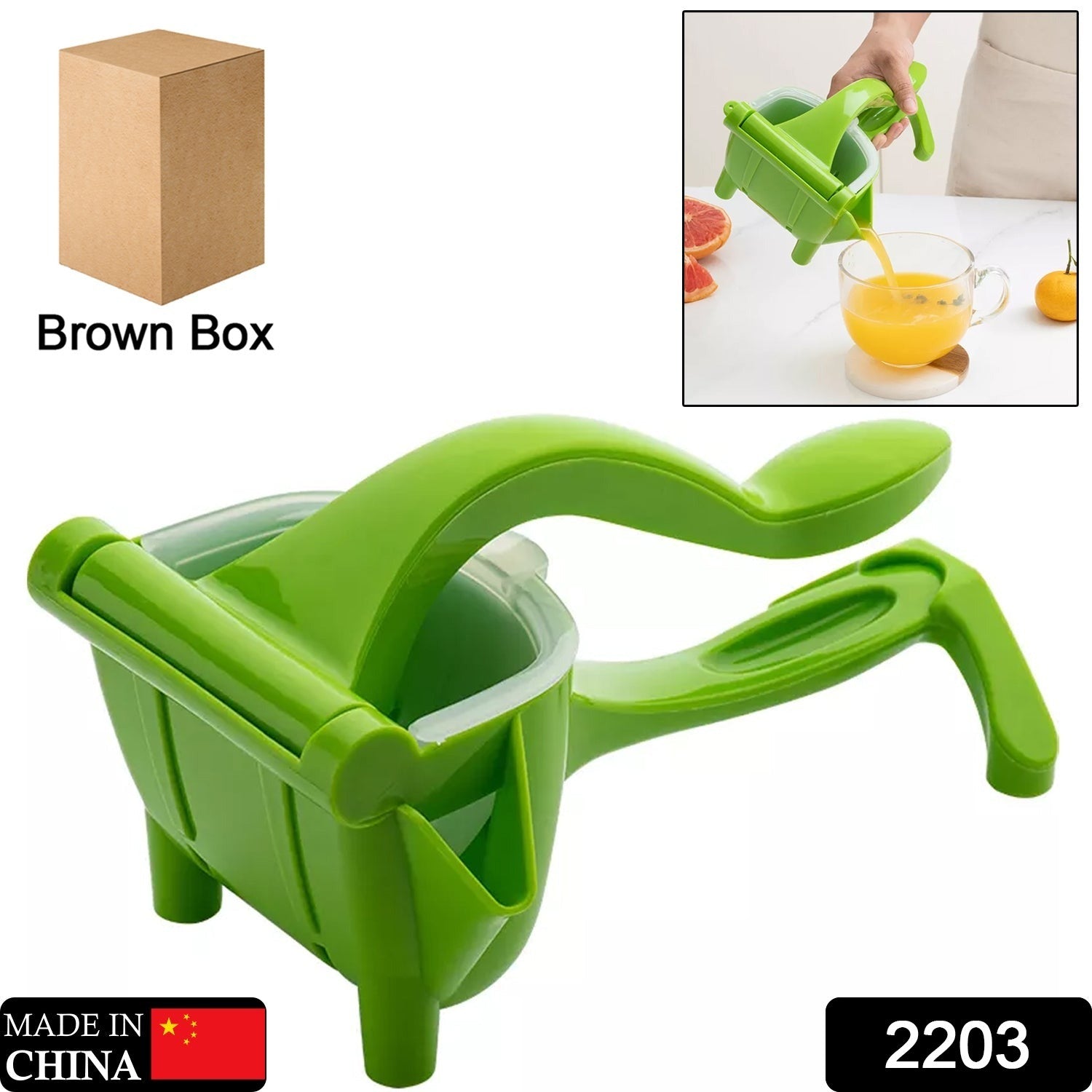 Manual Plastic Fruit Juicer, Hand Press Lemon Squeezer Hand Juicer Citrus Press Juicer Fruit Extractor Tool for Orange, Limes, Lemon ( Brown Box ) - Bhavnagar Deodap