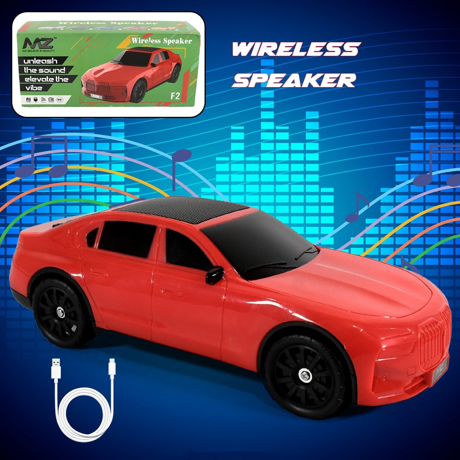 Wireless Bluetooth Speaker Portable Car Shape Music Speaker Support Bluetooth, TF Card, USB, Fm Radio Function Unique Shape Car Speaker - Bhavnagar Deodap