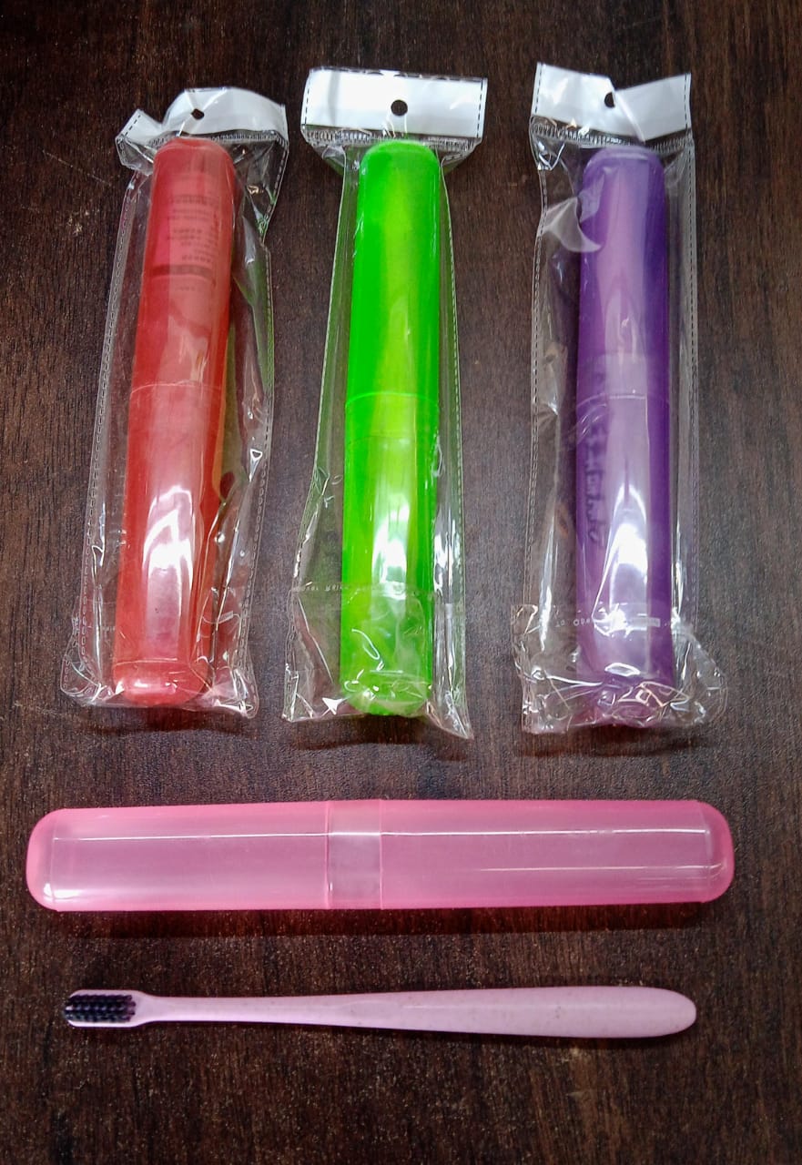 Soft Toothbrush With Toothbrush Cover Cleaner Scraper for Men and Women, Kids, Adults Plastic Toothbrush Cover / Case / Holder (1 Pc / Mix Color) - Bhavnagar Deodap