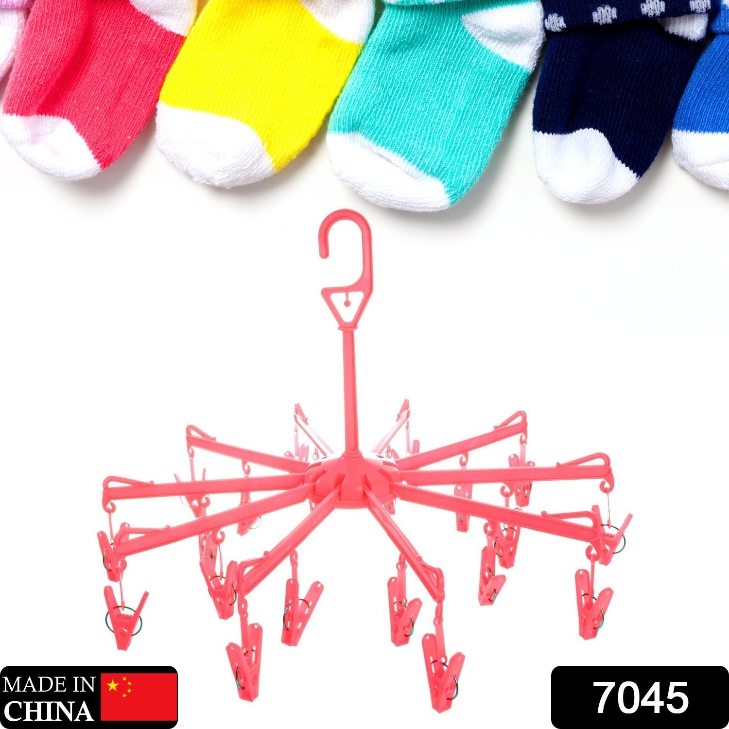 Plastic Foldable Underwear Hanging Dryer Clothes Clips Hanger Drying Rack, Clothes Hangers with 16 Clips, Clip Hanger Drip Hanger for Drying Underwear, Baby Clothes, Socks, Bras, Towel, Cloth Diapers, Gloves - Bhavnagar Deodap