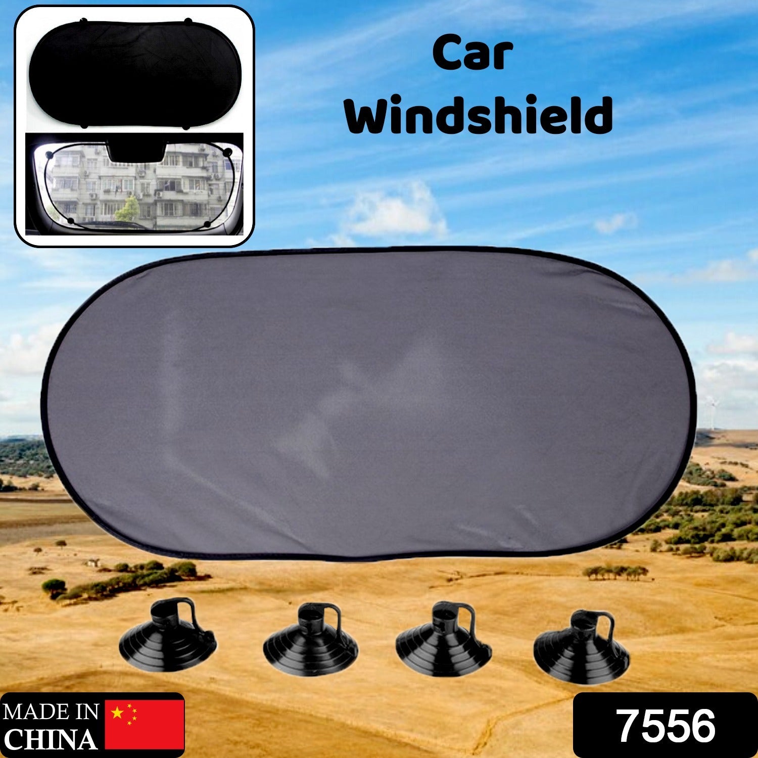 Car Rear Window Sun Shade 39 x 20 Inches Foldable with 4 Suction Cups, Window Sunshade Protection Glare Reduction Shade Protect Sun - Bhavnagar Deodap