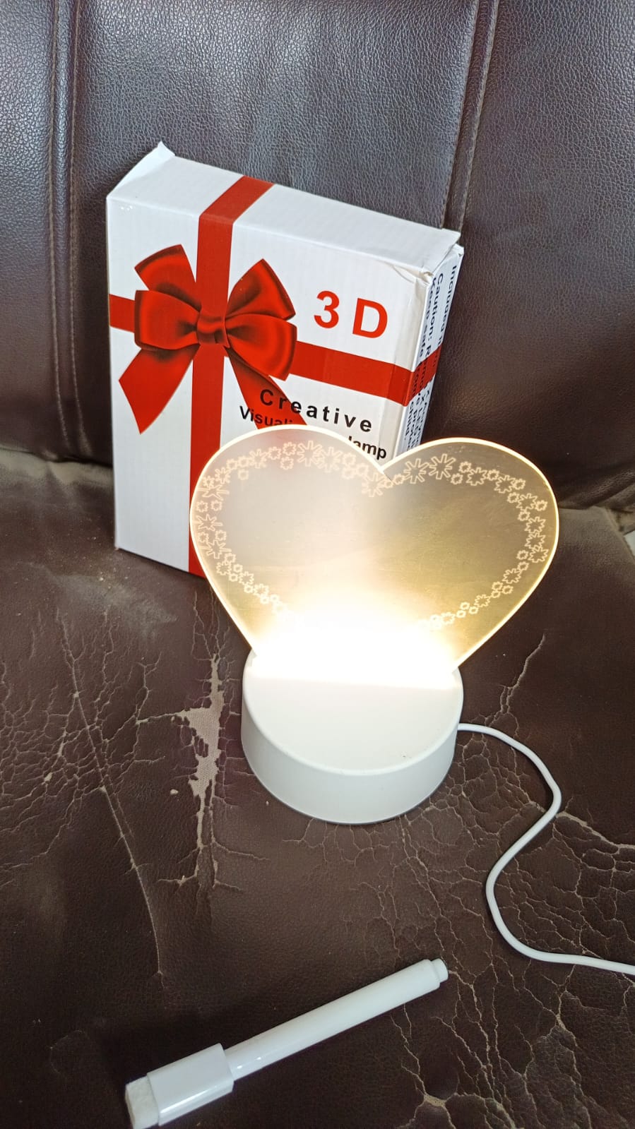 Creative Visualization Lamp 3 D Acrylic Decorative Lamp for Creative Keeps Notes Drawing Table Lamp for Home Decor / Bedroom / Gift / Office Decoration / Erasable Board (Heart-Shape / 1 pc) - Bhavnagar Deodap