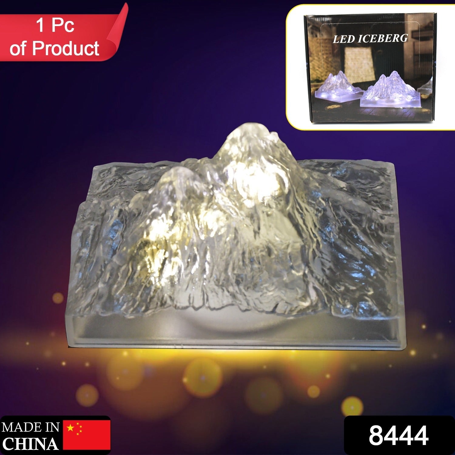 Unique Plastic Night Light: Flameless LED (Iceberg Design, Gift) - Bhavnagar Deodap