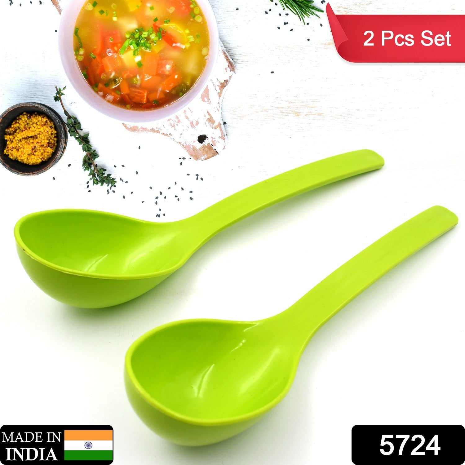 Plastic Spoon Kitchen Multipurpose Serving Ladle for Frying, Serving, Turner, Curry Ladle, Serving Rice, Spoon Used While Eating and Serving Food Stuffs Etc (2 Pcs Set / 10 Inch ) - Bhavnagar Deodap
