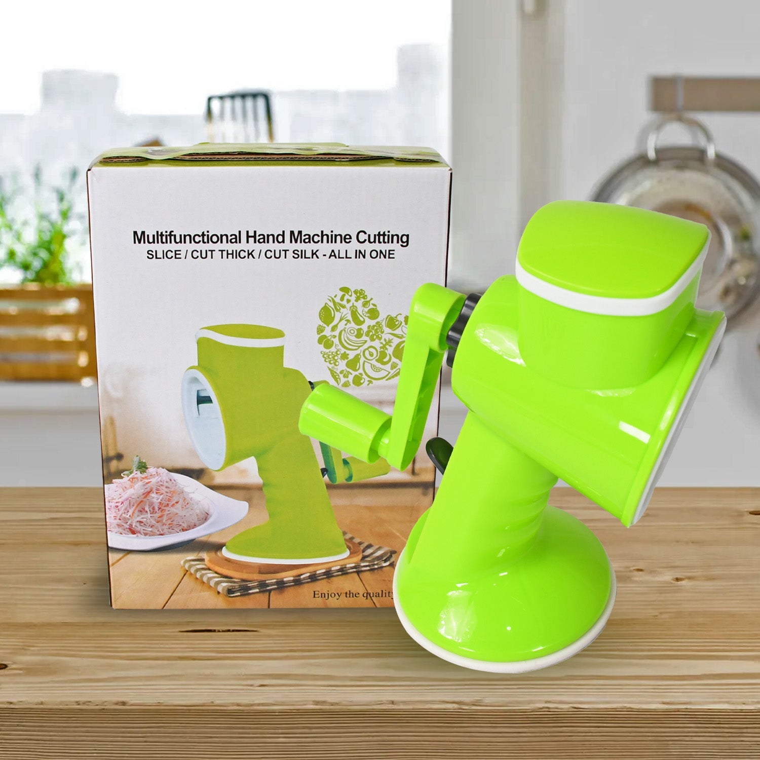 6 in 1 Multi functional Vegetable Cutter & Slicer Hand Machine Cutting, Slice, Cut Thick, Cut Silk All in one –Vegetable Chopper Cutter & Slicing Cutter Barrel - Vegetable Grater with 6 Removable Blades - Bhavnagar Deodap