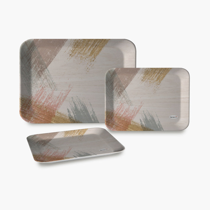 Serving Tray Set  (Pack of 3 Pcs) (Small, Medium, Large) (Multicolour) - Bhavnagar Deodap