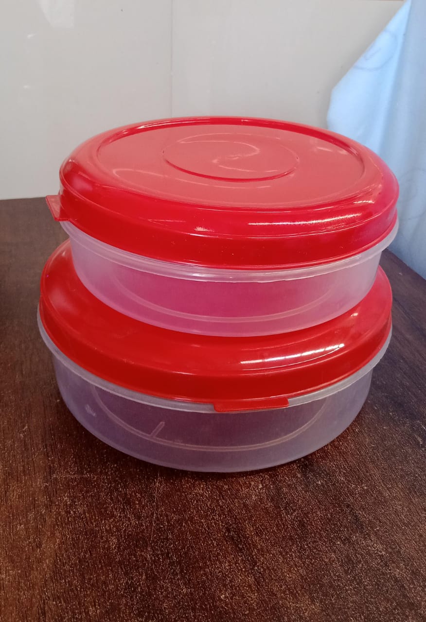 Round Plastic Big & Small Storage Container Box (PACK OF 2) - Bhavnagar Deodap