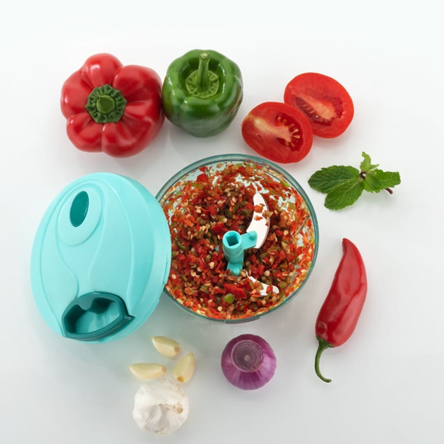 Handy Mini Plastic Vegetable Chopper Cutter, Onion Chopper Vegetables for Kitchen Accessories with 3 Blades - Bhavnagar Deodap