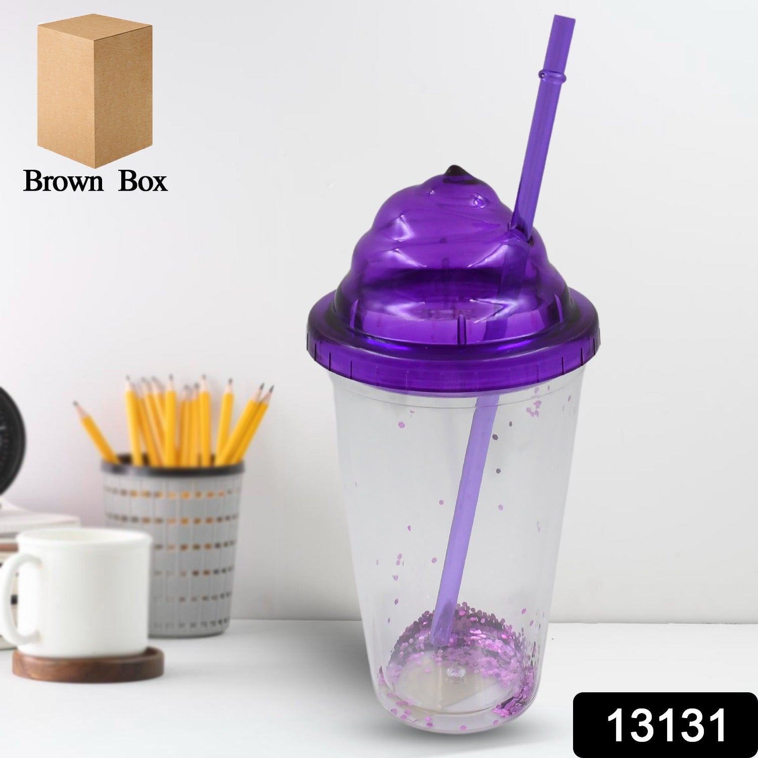 High Quality Plastic Creative Cold Drink Cup / Tumble, Reusable Tea Coffee Tumbler with Lid and Straw, Double Wall Plastic Drinking Sport Bottle, Travel Tumbler (1 Pc / Mix Color) - Bhavnagar Deodap