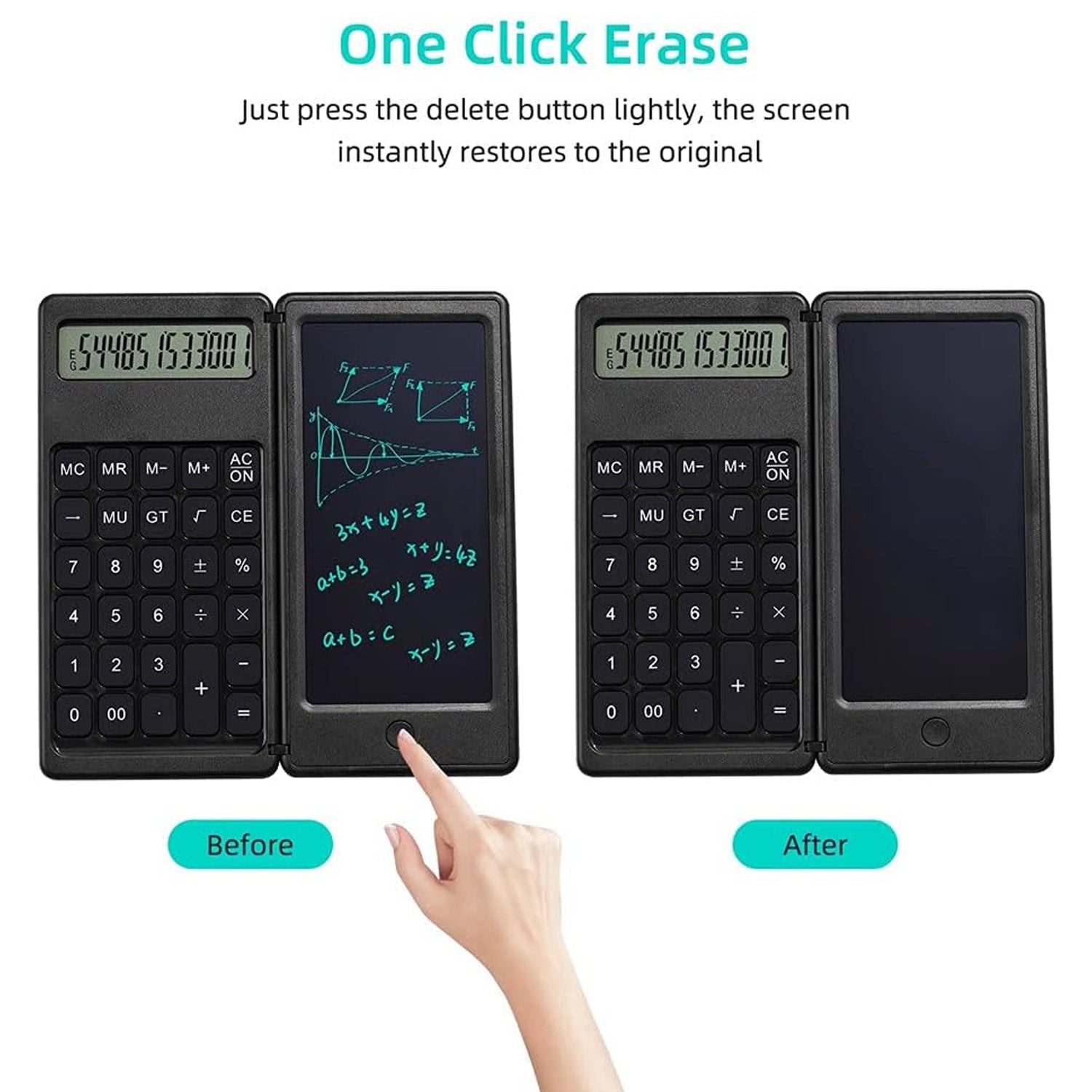 Foldable Calculator With 6 Inch LCD Tablet Digital Drawing Pad Stylus Pen Erase Button Lock Function Smart Calculator   -01 - Bhavnagar Deodap