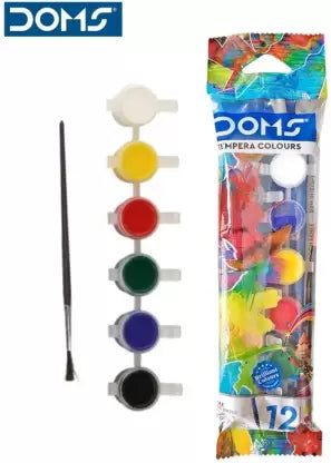 DOMS Water Color 12 Shades (With Brush) Tempera colour (Set of 12, Multicolor) - Bhavnagar Deodap