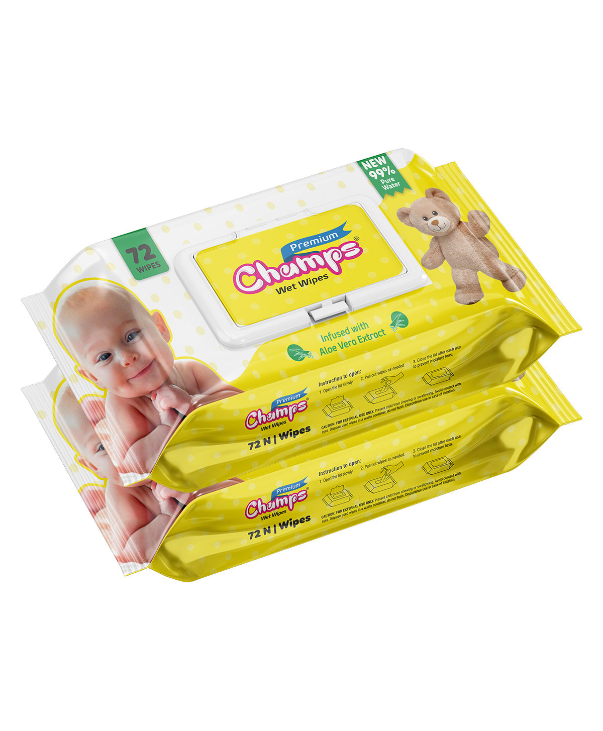Champs Premium Wet Wipes Infused With Aloe Vera Extract Wet Wipes (72 N Wipes ) - Bhavnagar Deodap