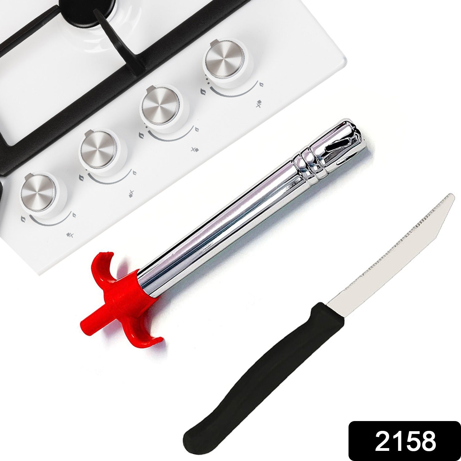 Stainless Steel Electronic Gas Lighter and Knife (2 in 1) - Bhavnagar Deodap