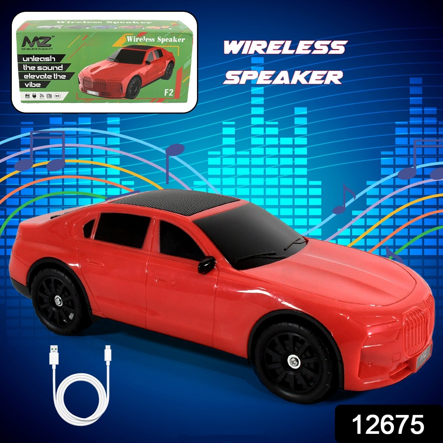 Wireless Bluetooth Speaker Portable Car Shape Music Speaker Support Bluetooth, TF Card, USB, Fm Radio Function Unique Shape Car Speaker - Bhavnagar Deodap