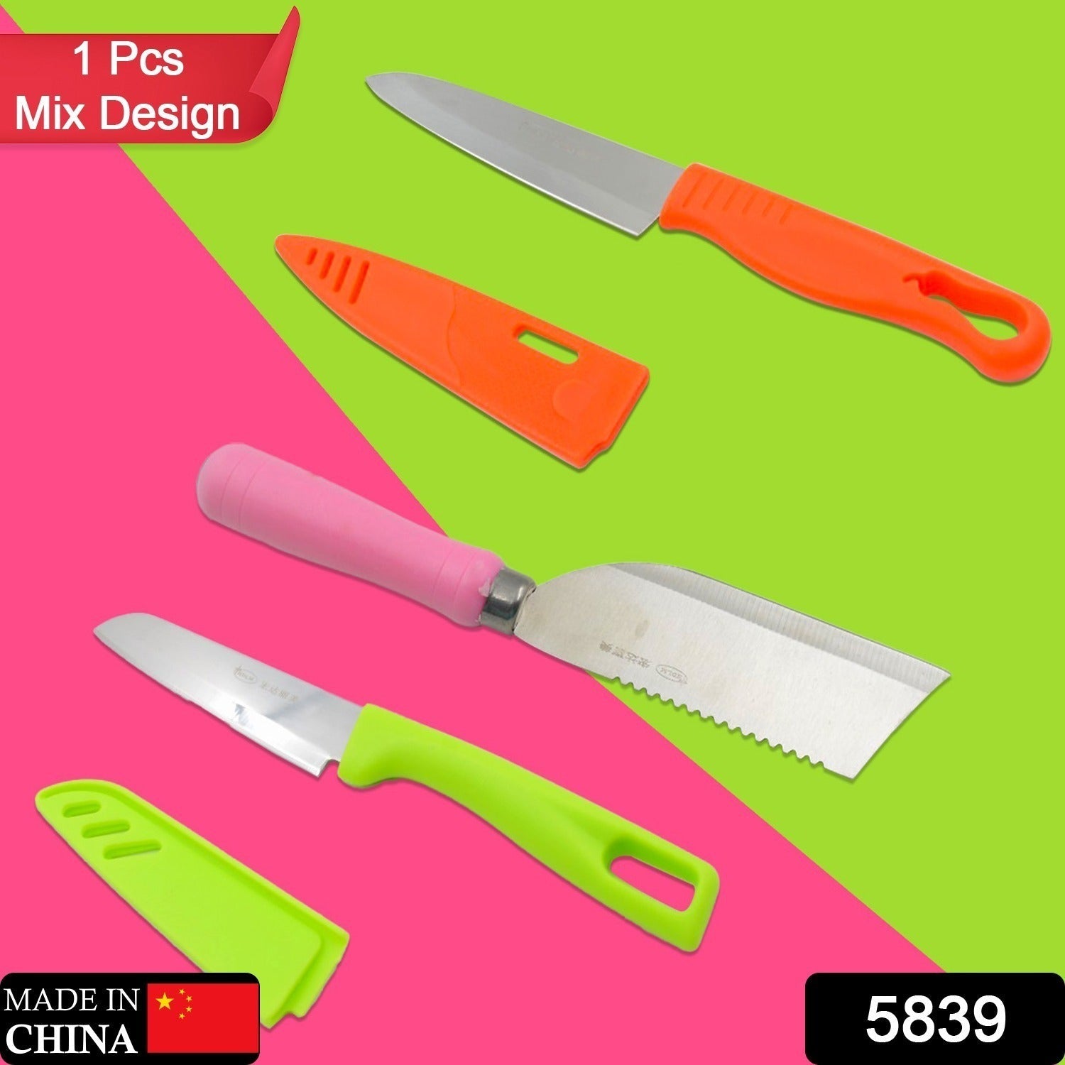 Stainless Steel Knife For Kitchen Use, Knife Set, Knife & Non-Slip Handle With Blade Cover Knife, Fruit, Vegetable,Knife Set (Mix Design 1 Pc) - Bhavnagar Deodap