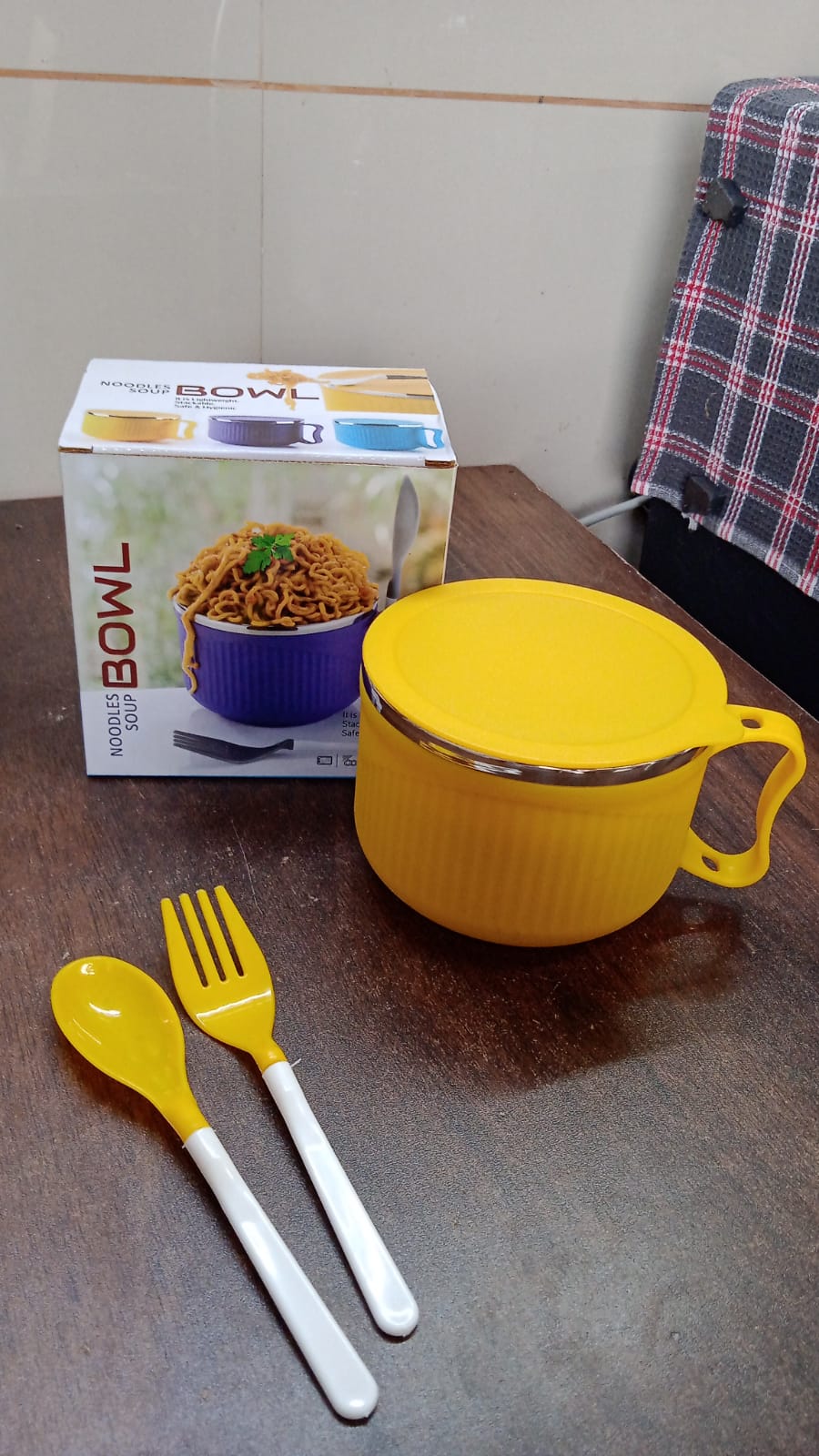 Maggie Bowl with Lid and Handle, Soup Bowls for Easy Perfect Breakfast Cereals, Fruits, Ramen, Beverages, Essentials, Dishwasher Safe Double Layer - Bhavnagar Deodap