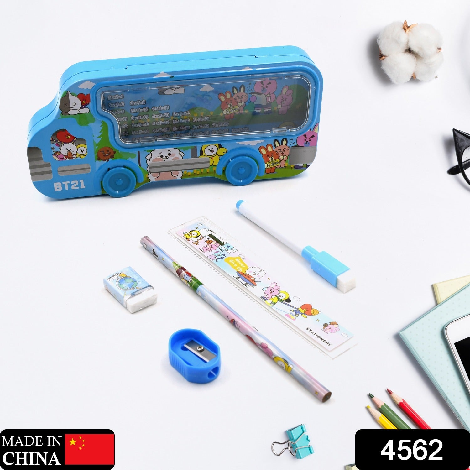 Pencil Box  with Wheels for Girls and Kids, String Operated Case Students School Supplies - Stationery Set Organizer Birthday Return Gift for Kids - Bhavnagar Deodap