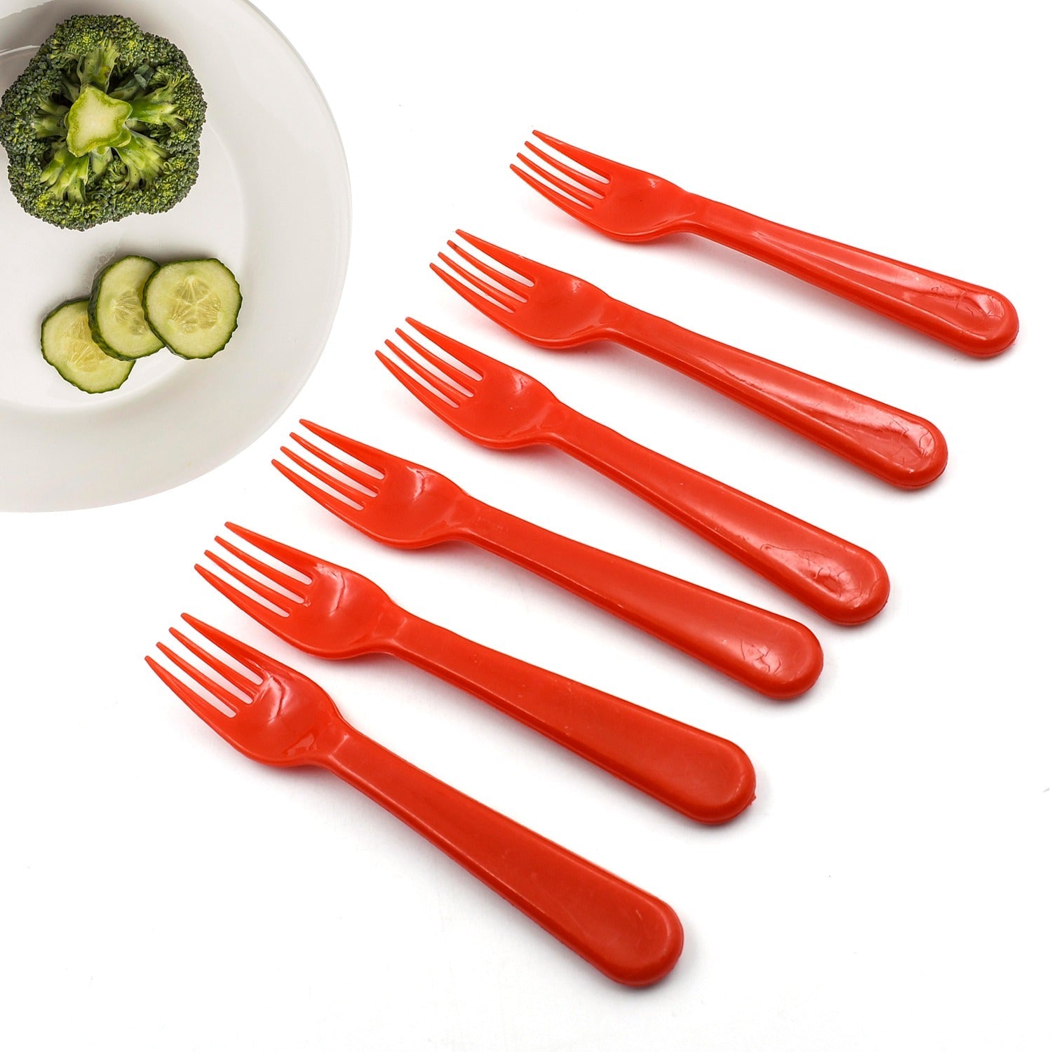 Baby Fork Spoon/Vegetable Fork Spoon, Plastic Salad Spoon, Dessert Spoon (6pc set) - Bhavnagar Deodap