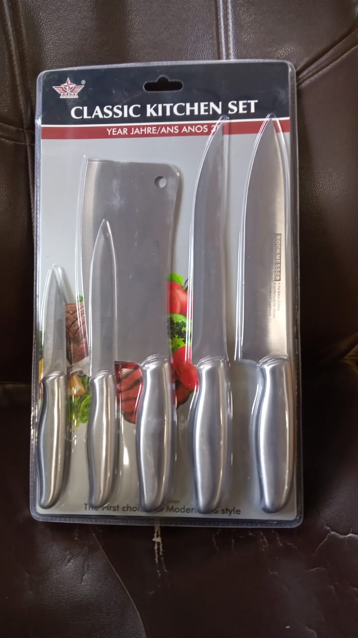 Big Size Professional Sharp Durable Quality Pack of 5 Kitchen Knives Set Basic Kitchen Tools-Stainless Steel Kitchen Gadgets (5 Pc Set) - Bhavnagar Deodap