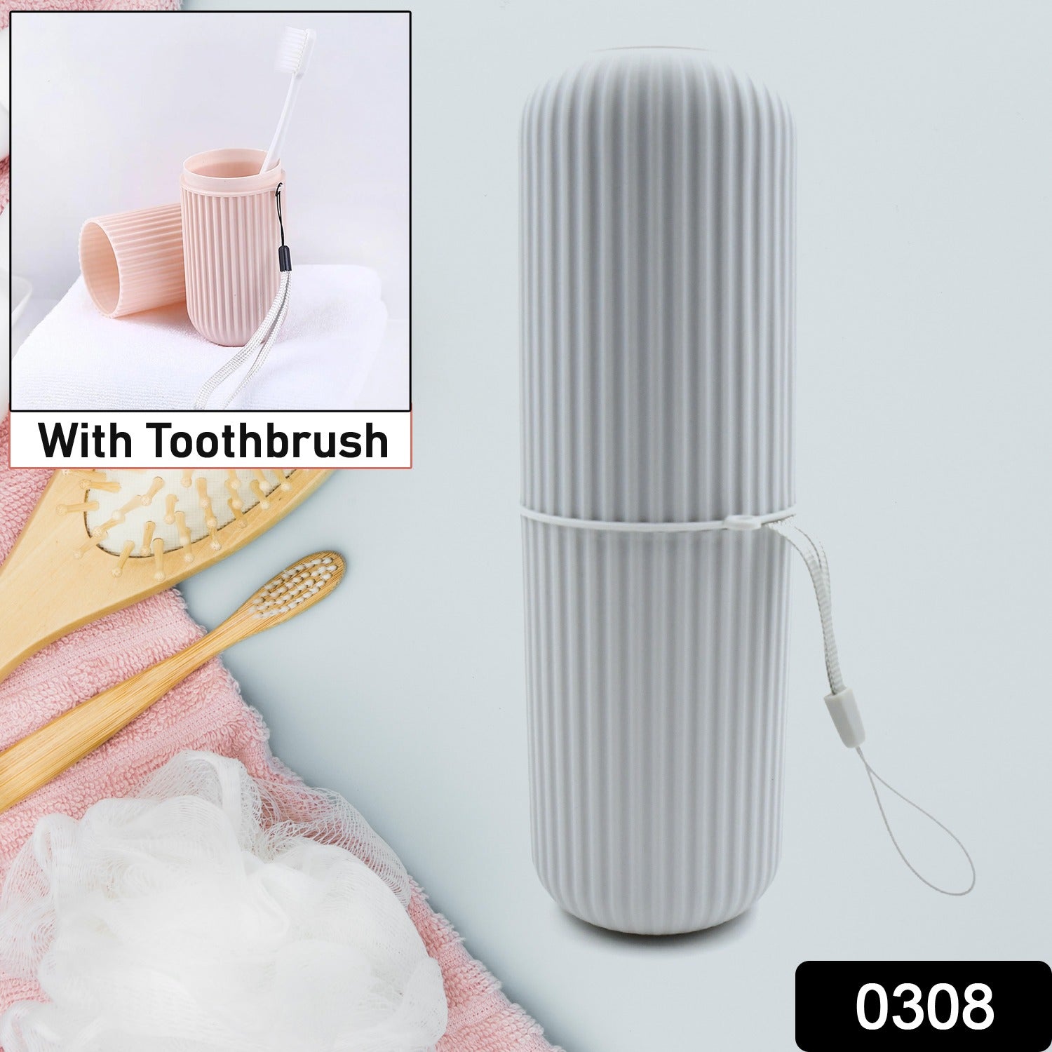 Travel Toothbrush Case & Holder w/ Rope & Brush (Portable, Capsule Shape) - Bhavnagar Deodap