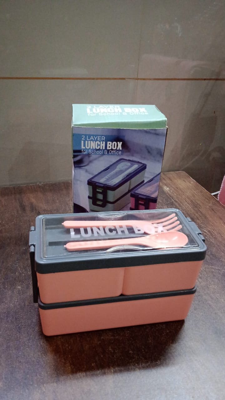 Plastic 3 Layer Leak Proof 3 Compartment Lunch Box for Office  (1 Pc) - Bhavnagar Deodap