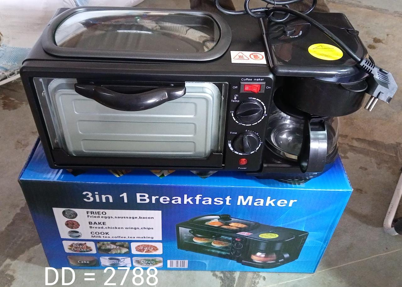 3 in 1 Breakfast Maker Portable Toaster Oven, Grill Pan & Coffee Maker Full Breakfast Ready at One Go - Bhavnagar Deodap