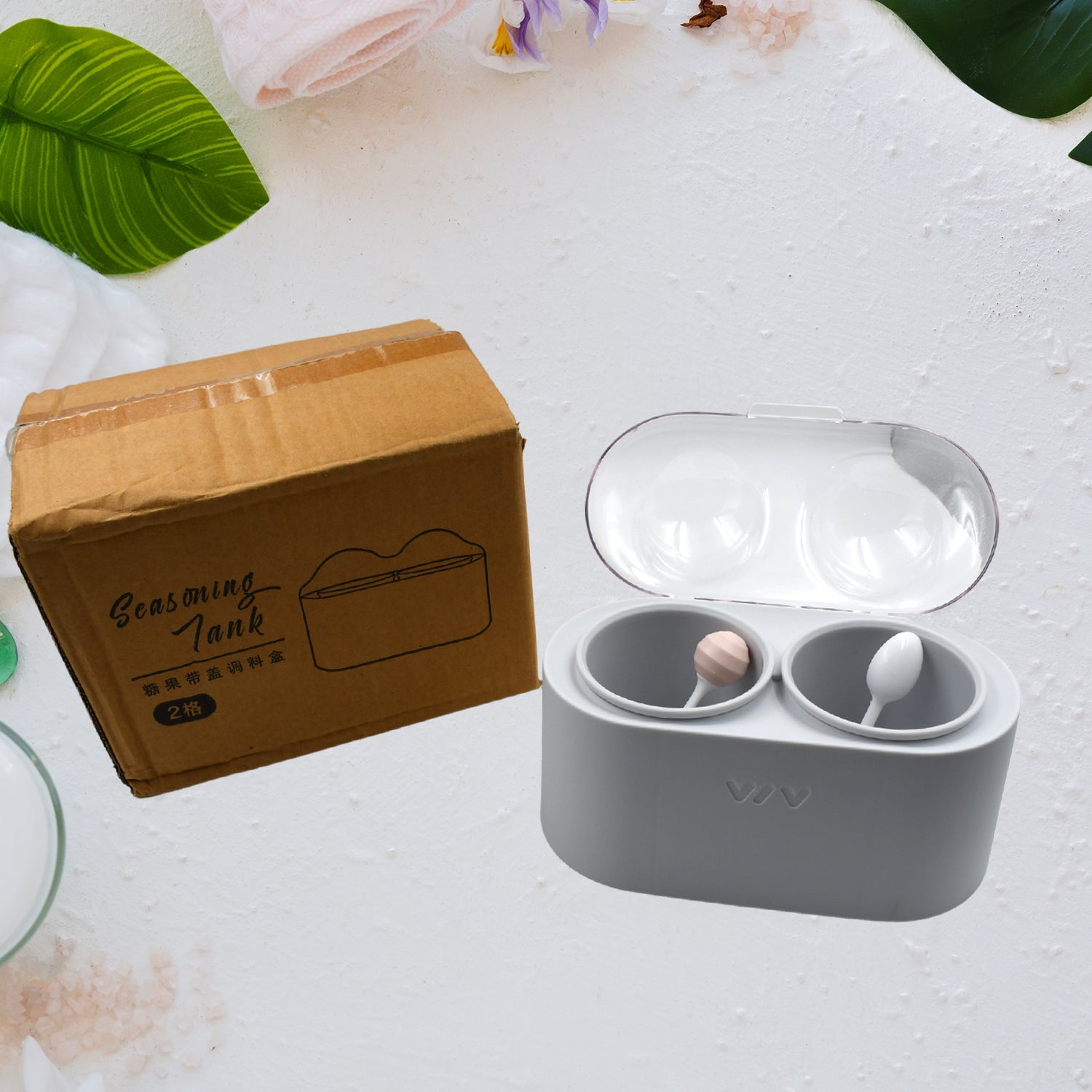Spice Storage Containers, Condiment Jars, with Lid And Spoon, dust-proof And Moisture-proof, non-slip Bottom, tray Card Slot Design, detachable, easy To Clean, used To Contain Various Seasonings, plastic - Bhavnagar Deodap