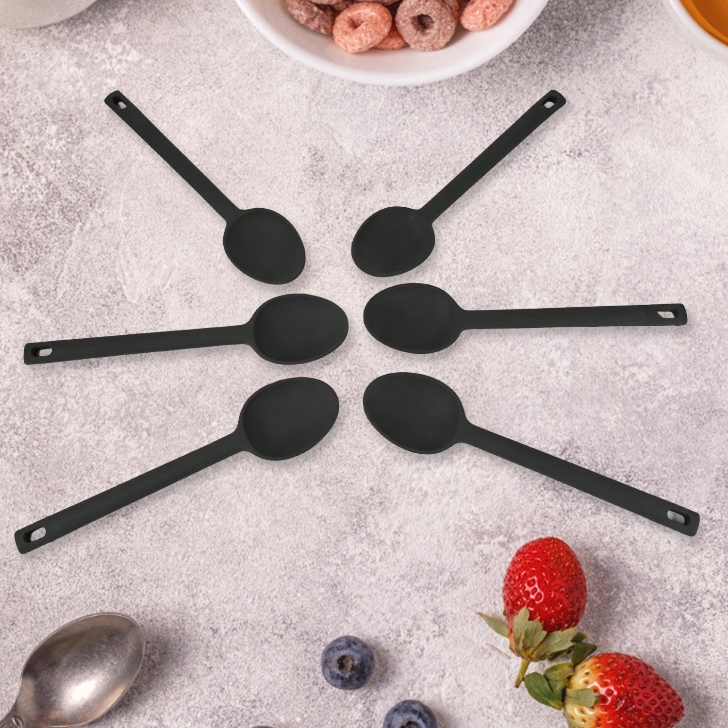 MULTIPURPOSE SILICONE SPOON, SILICONE BASTING SPOON NON-STICK KITCHEN UTENSILS HOUSEHOLD GADGETS HEAT-RESISTANT NON STICK SPOONS KITCHEN COOKWARE ITEMS FOR COOKING AND BAKING (6 Pc Set) - Bhavnagar Deodap