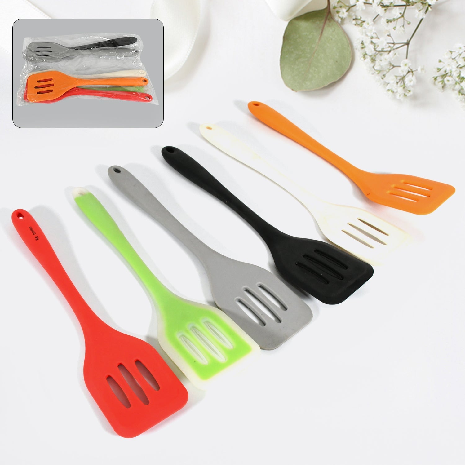 Multipurpose Silicone Spoon, Silicone Basting Spoon Non-Stick Kitchen Utensils Household Gadgets Heat-Resistant Non Stick Spoons Kitchen Cookware Items For Cooking and Baking (6 Pcs Set) - Bhavnagar Deodap