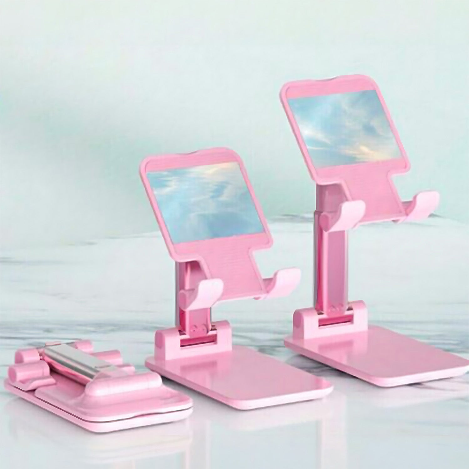 DESKTOP CELL PHONE STAND PHONE HOLDER WITH MIRROR FULL 3-WAY ADJUSTABLE PHONE STAND FOR DESK HEIGHT + ANGLES PERFECT AS DESK ORGANIZERS AND ACCESSORIES - Bhavnagar Deodap