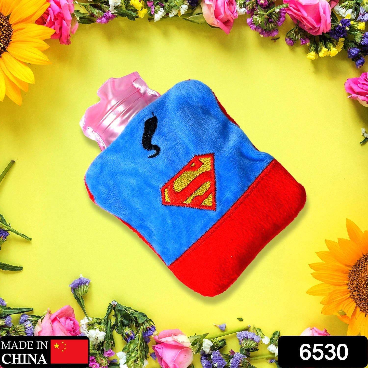 Superman Print Small Hot Water Bag with Cover for Pain Relief - Bhavnagar Deodap