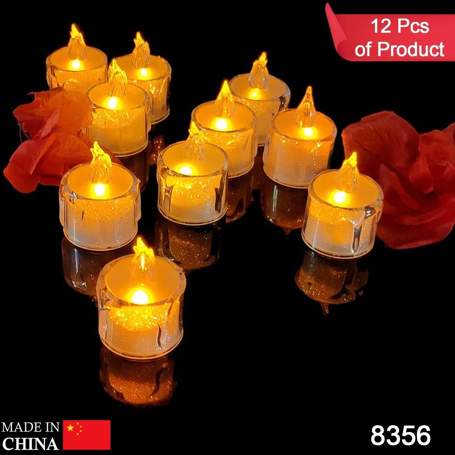 12 Pcs Flameless and Smokeless Decorative Acrylic Candles Transparent Led Tea Light Candle for Gifting, House, Diwali, Christmas, Festival, Events Decor Candles - Bhavnagar Deodap