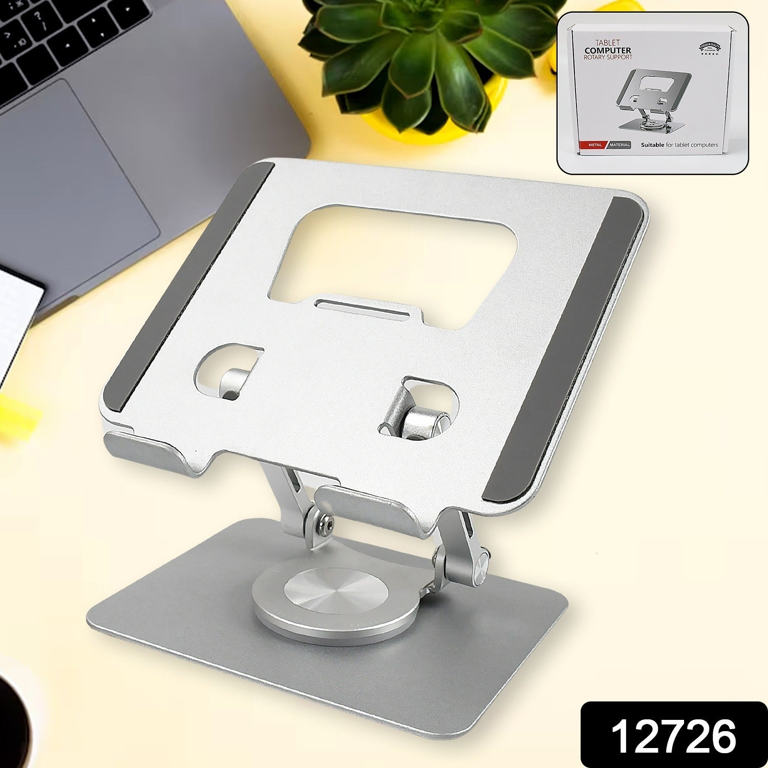 Aluminum Alloy 360°Rotating Bracket, Adjustable Laptop Stand, Portable Foldable Ergonomic Laptop Support - Bhavnagar Deodap