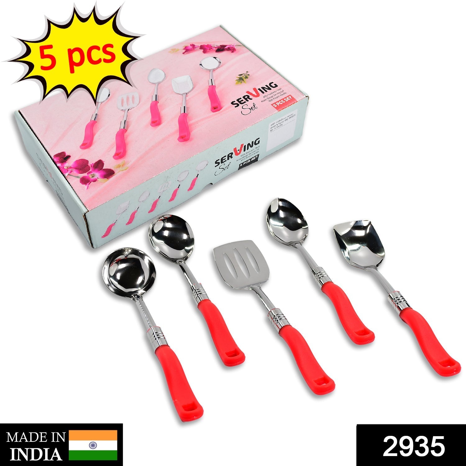 Stainless Steel Serving Spoon Set 5 pcs. - Bhavnagar Deodap