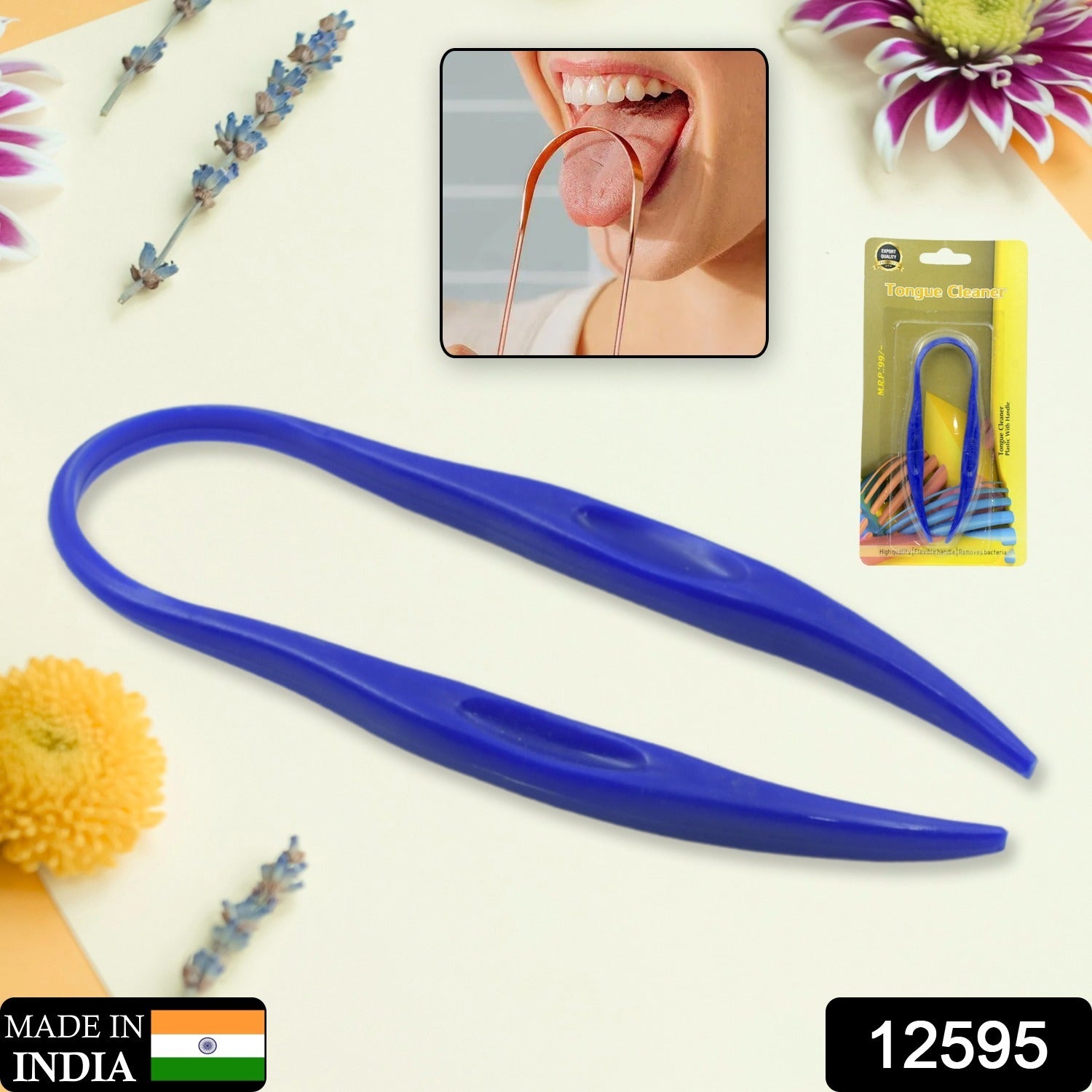 Improved Taste Plastic With Handle Tongue Cleaner (1 Pc ) - Bhavnagar Deodap