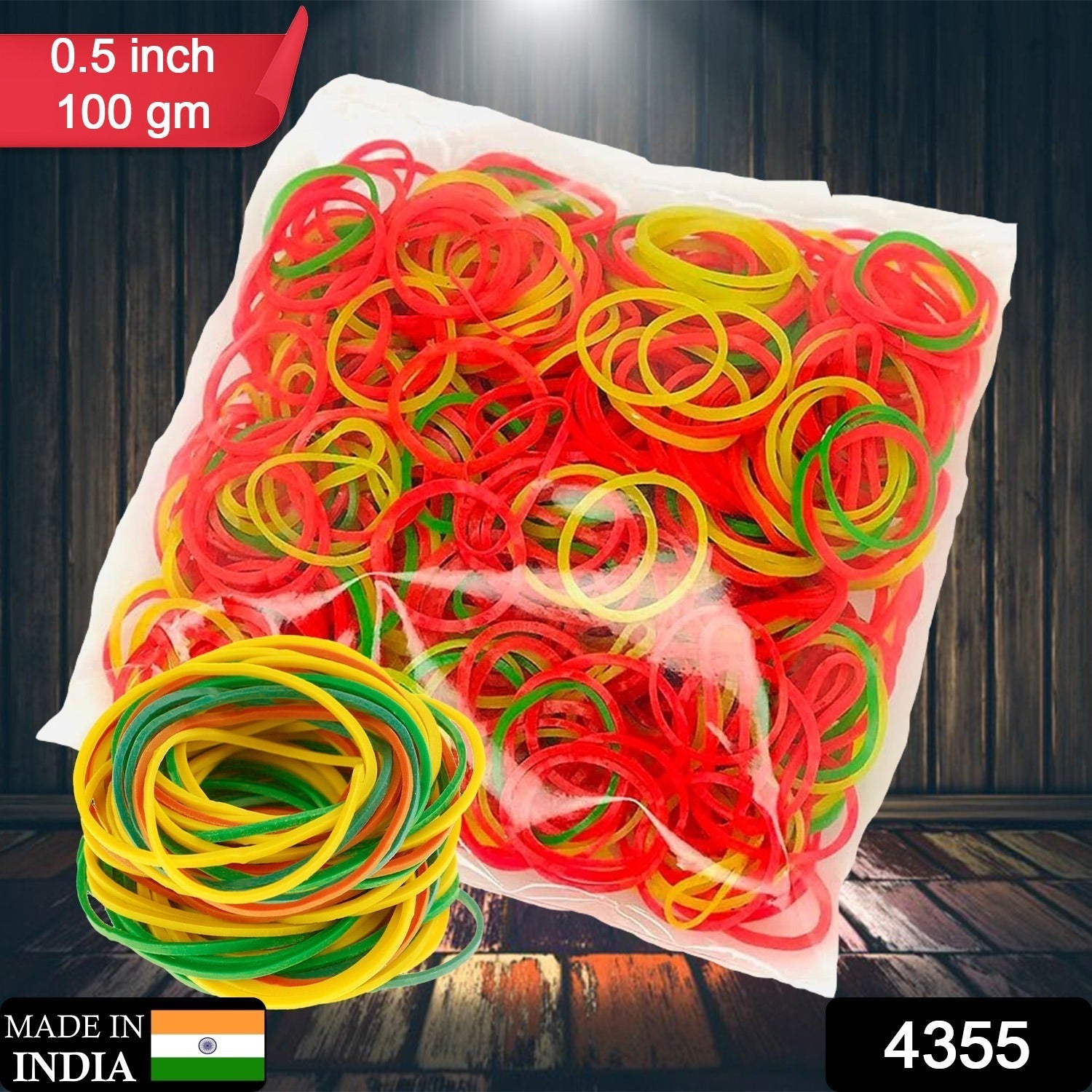 Multicolor Rubber Bands (Elastic & Reusable, Office & Home / 0.5 Inch 100GM) - Bhavnagar Deodap