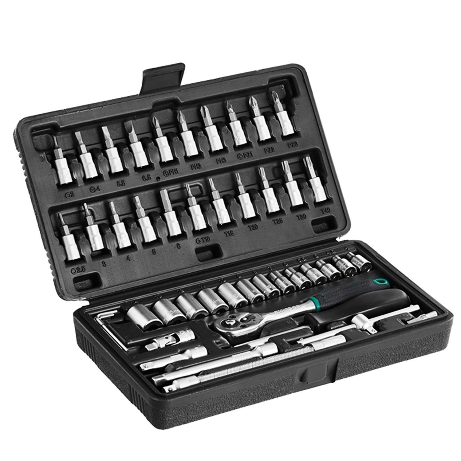 46pcs Metal 1 / 4"" Socket Set (Black, 46pcs) - Bhavnagar Deodap