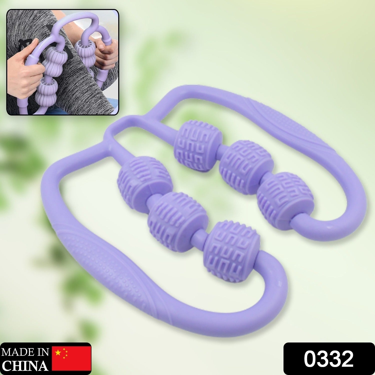 Muscle Massage Roller, 6 Wheels Relieve Soreness Leg Muscle Roller Fitness Roller Muscle Relaxer Massage Roller Ring Clip All Round Massaging Uniform Force Elastic PP Drop Shaped for Home Use (1 Pc) - Bhavnagar Deodap