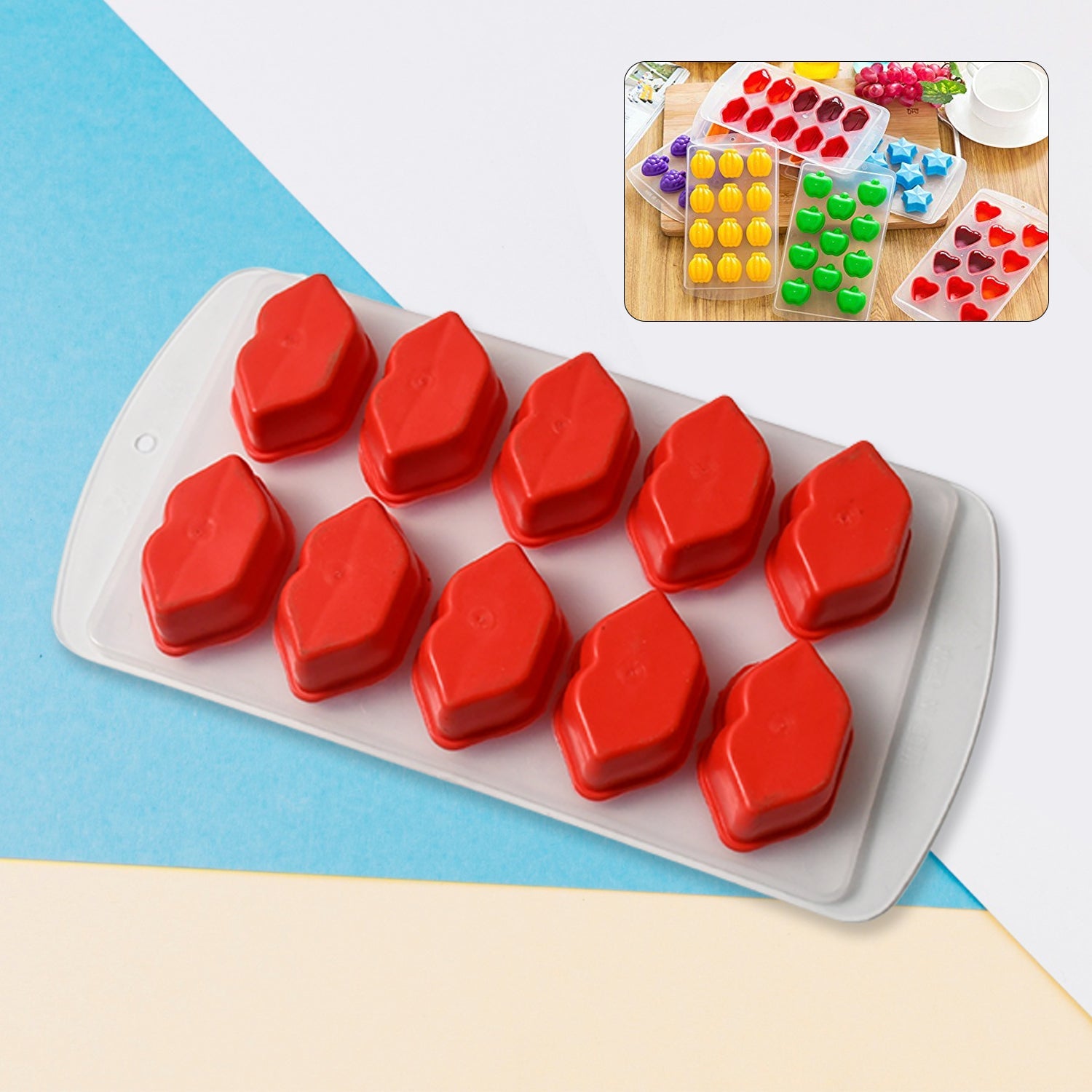 Silicone Mold Ice Cube Tray Creative Sweet Multi Type Ice Tray Buckets, Ice Cube Trays Multi Fruit Shape Ice Tray (1 Pc) - Bhavnagar Deodap