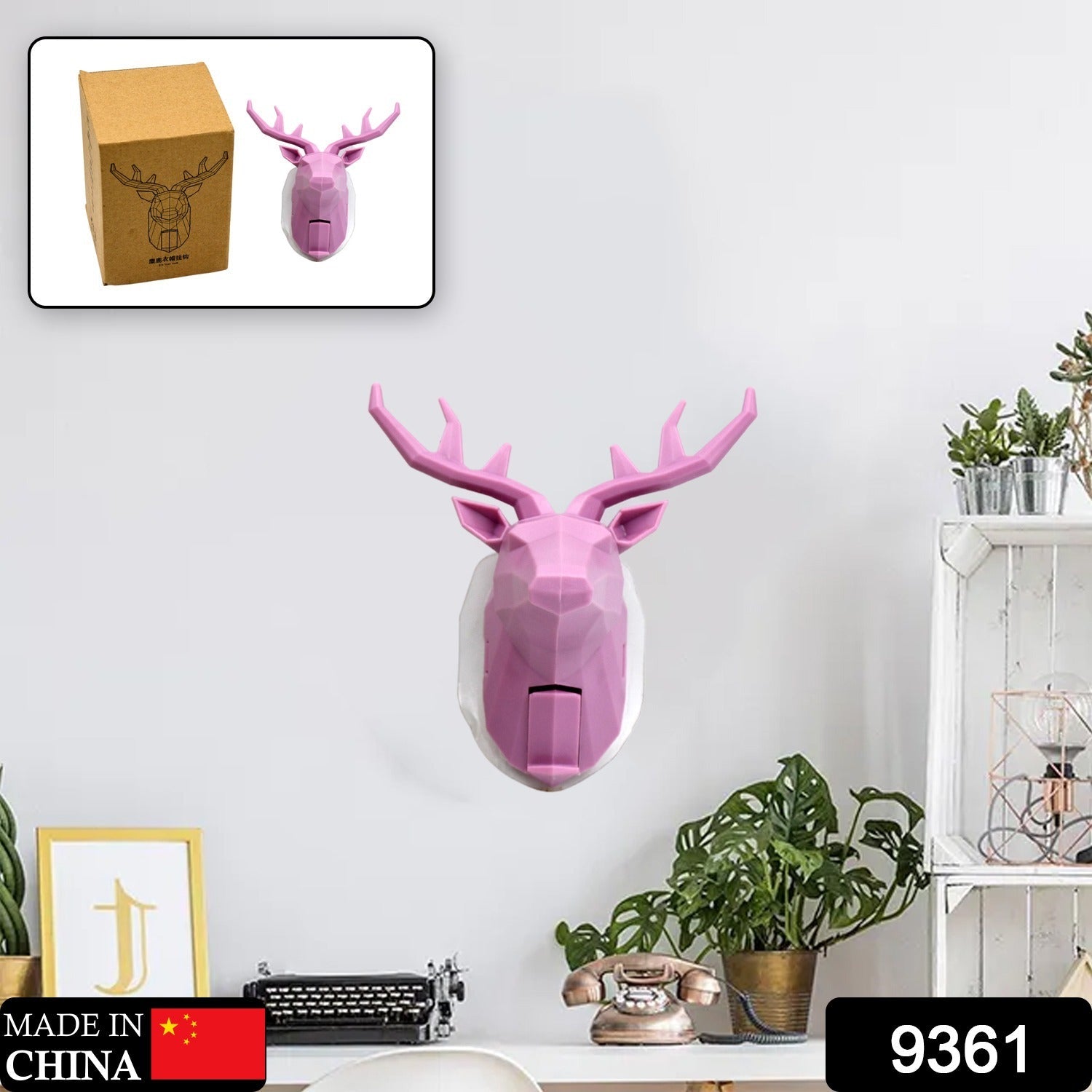 Animal shaped Adhesive Hooks, Animal Head Wall Decor Wall Hooks Sticky Hangers Nail Free Bathroom Hooks for Coat Hats Keys Bags Purse Towels Decorative Gift (Deer ) - Bhavnagar Deodap