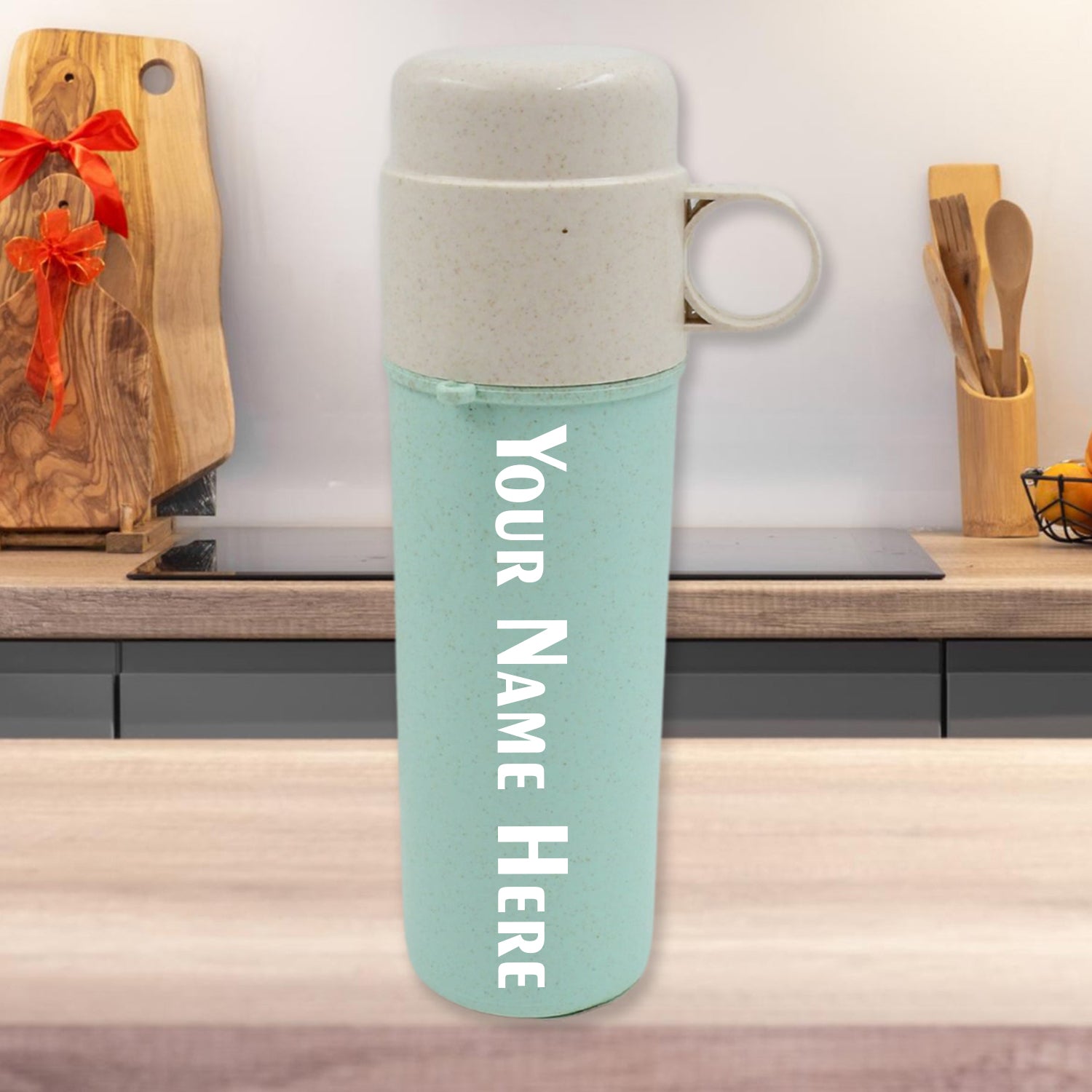 Customize Travel Coffee Cup Portable Water Bottle Wheat Straw Coffee Tea Mug Coffee Mug with Lids for Coffee Tea Portable for School (300 ML Approx) - Bhavnagar Deodap