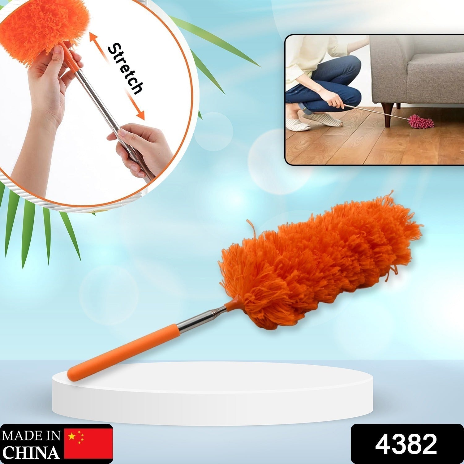 Adjustable Long Handle, Microfiber Duster for Cleaning, Microfiber Hand Duster Washable Microfiber Cleaning Tool Extendable Dusters for Cleaning Office, Car, Computer, Air Condition, Washable Duster - Bhavnagar Deodap