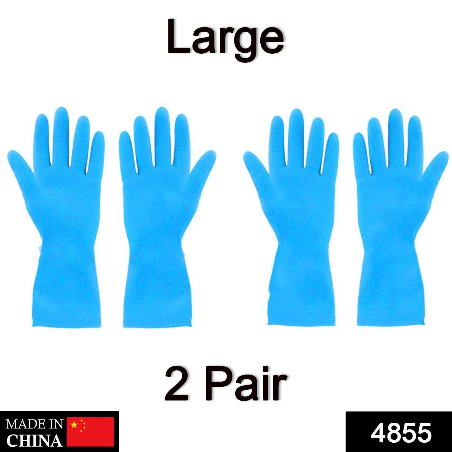 2 Pair Large Blue Gloves For Different Types Of Purposes Like Washing Utensils, Gardening And Cleaning Toilet Etc. - Bhavnagar Deodap