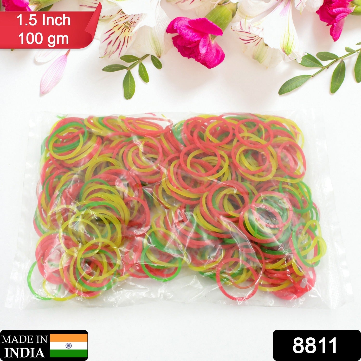 Strong & Reusable Rubber Bands: Multicolor for Office, Home & School (1.5 Inch 100 GM) - Bhavnagar Deodap