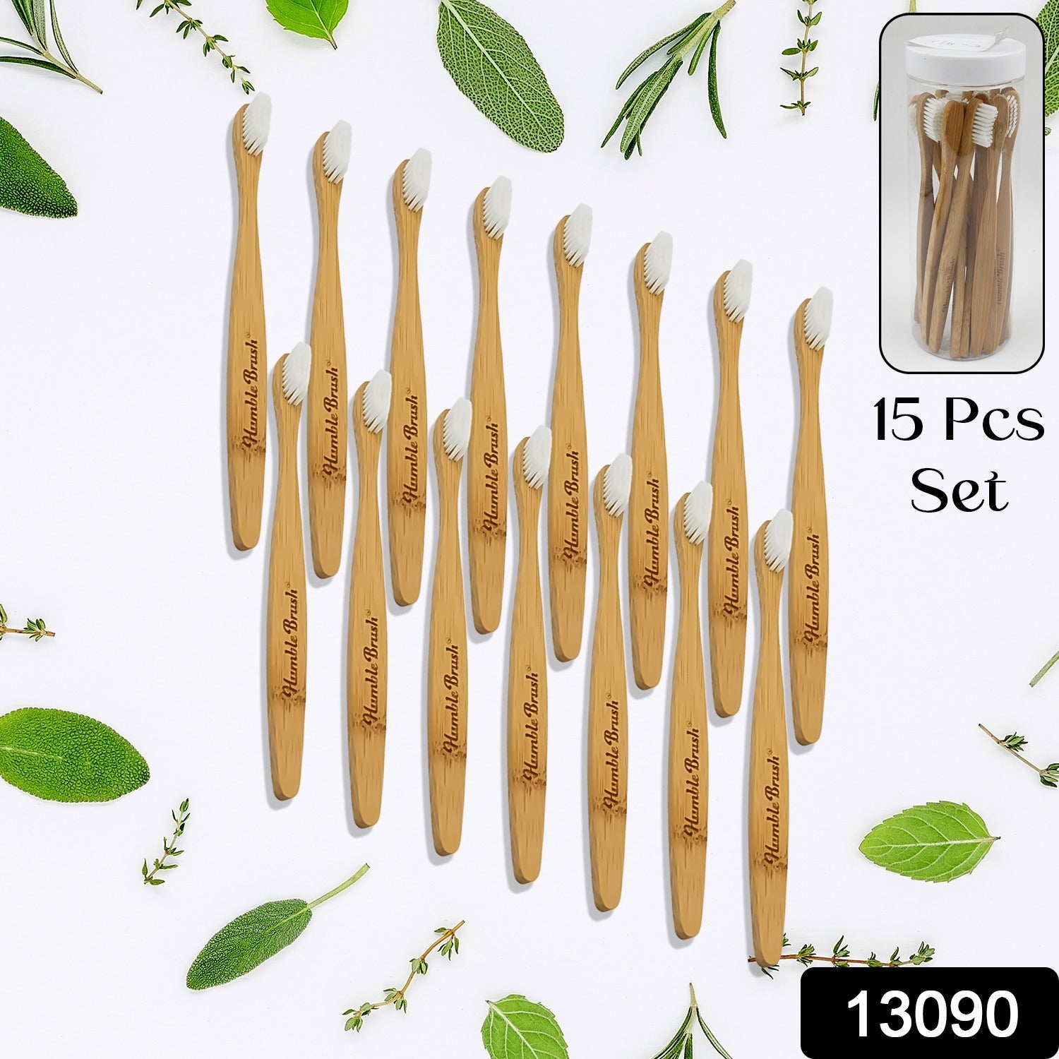 Bamboo Wooden Toothbrush Soft Toothbrush Wooden Child Bamboo Biodegradable Toothbrush, Manual Toothbrush for Adult, Kids (15 pcs set / With Round Box) - Bhavnagar Deodap