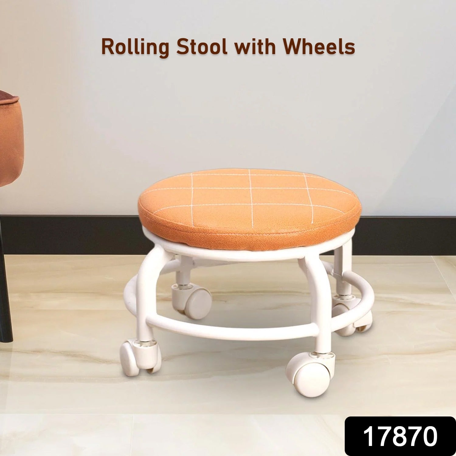 Roller Seat Stool Low Height Rolling Stool Multifunctional Small Household Movable Mini Stool Pulley Wheel Stool for Garage Home Library (1 Pc) - Bhavnagar Deodap