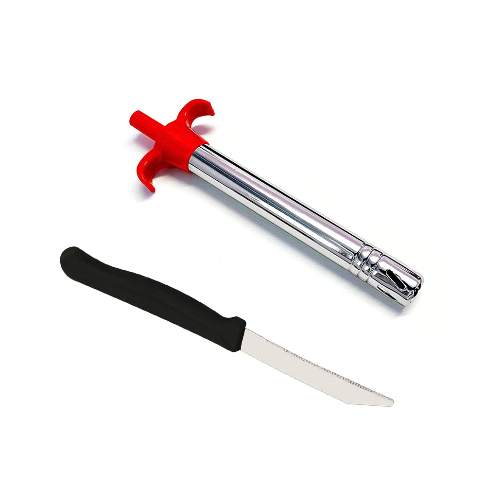 Stainless Steel Electronic Gas Lighter and Knife (2 in 1) - Bhavnagar Deodap